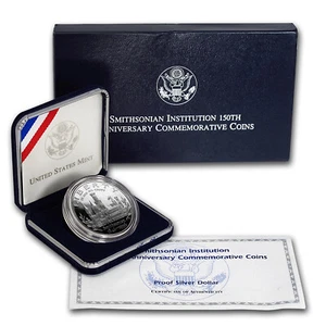 (1) 1996 P Smithsonian Institute $1 Commemorative Proof Silver Dollar wBox & COA - Picture 1 of 2