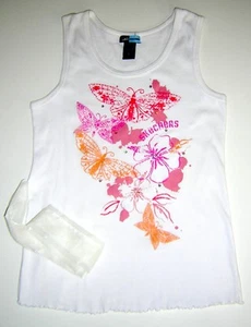 SKETCHERS TANK TOP IVORY BUTTERFLY PRINTS PASTELS CHILD XL 16 EUC!! - Picture 1 of 2