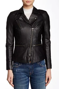 NWT $495 MUUBAA KAJANA BLACK LEATHER SKINNY BIKER JACKET US 8 UK 12 (S-M) - Picture 1 of 5