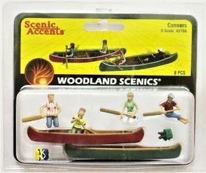 O Scale Woodland Scenics A2755 Scenic Accents Canoers w/2 Canoe - Picture 1 of 1