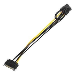 15pin SATA Male To 8pin PCI-E Power Supply Cable For Graphics Video Card - Photo 1/8