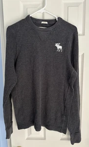 Abercrombie & Fitch Herren grau Waffelstrick Elch Logo Muskel LS Shirt Gr. XXL - Bild 1 von 6