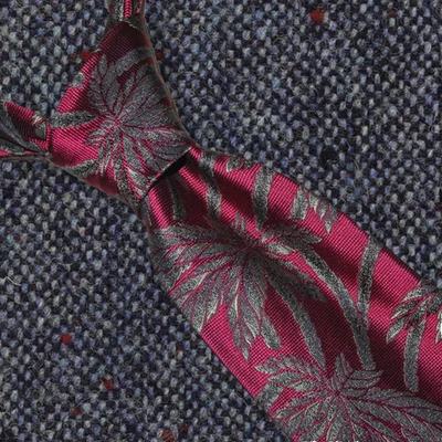 Vtg Burberrys London Red Palm Trees Red 100% Silk Neck Tie USA Made Burberry - Image 1 of 4