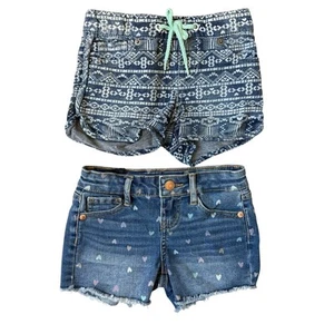 Girls Lot Bundle Cat & Jack Denim Shorts Girls XS Tribal Beach Fun Kid’s Jean - Picture 1 of 6