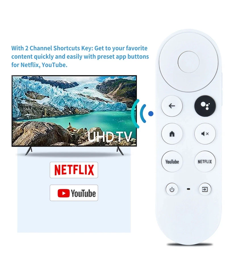 MARKENLOS Bluetooth-Sprachfernbedienung G9N9N Passend für 2020 Google TV Chromecast 4K