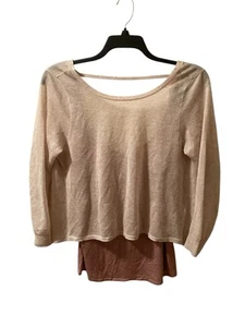 White House Black Market Layered Sweater W/ Tank 2 Piece Sz M Beige Rose Gold - Picture 1 of 8
