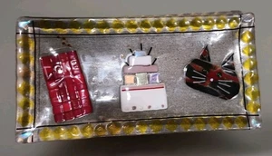 Colorful Curved Fused Art Glass Tray/Dish 15" × 7 1/2" COKE CAKE & CAT - Picture 1 of 6