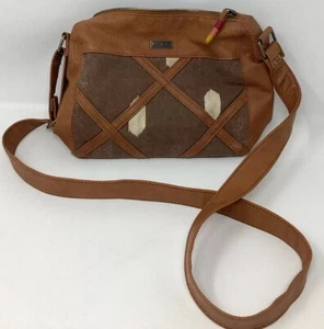 Roxy Canvas Brown Ikat Design Crossbody Purse Boho Hippie - Picture 1 of 6