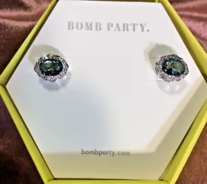 Bomb Party Beyond Bliss Purple Rainbow Topaz Rhodium Plated Earrings RB2521 - Picture 1 of 1