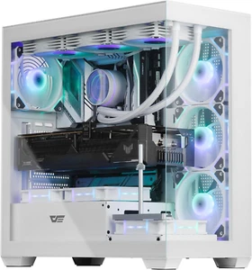 ATX Mid-Tower PC Case, Pre-Install 4 PWM ARGB Fans Computer Case, Full View Dual - Picture 1 of 9