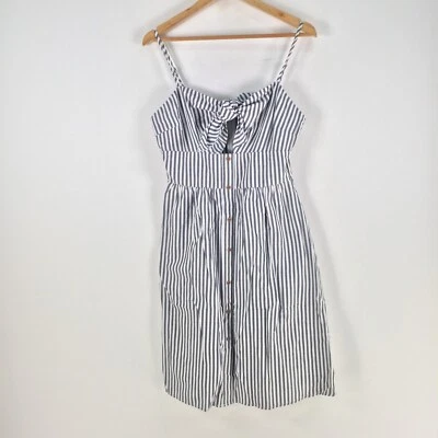 Vestido Sunny Girl Mujer Talla 10 Ajuste Acampanado Blanco Azul Rayas Sin Mangas 100112 Foto 1 de 4