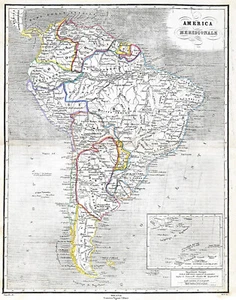 SOUTH AMERiCA "America meridionale" 1870 F.Pagnoni ORIGINAL ANTIQUE MAP - Picture 1 of 7