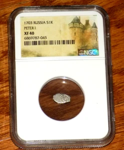 1703 RUSSIA Russian Kopek Silver NGC XF 40  XF40 Peter I the Great Wire Coin - Picture 1 of 4
