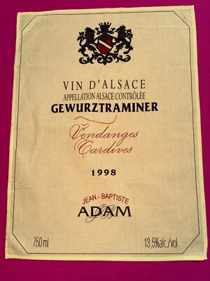 Torchon vintage œnologie vin Alsace Gewurztrammer J.B Adam - Photo 1/3
