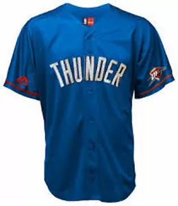 Maglia NBA Kevin Durant OKC Oklahoma City Thunder Majestic Baseball giovanile nuova con etichette - Foto 1 di 9