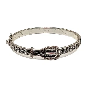 Vintage Womens Silver Plated Rhinestone Belt Buckle Bangle Bracelet Western - Picture 1 of 9