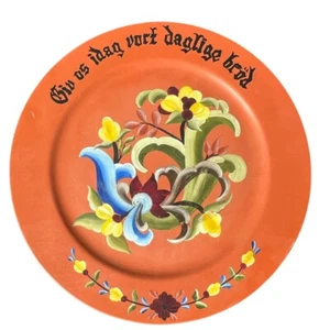 Rosemaling Floral Wood Serving Plate Vintage Excellent Used Condition 14” x 1” - Picture 1 of 3