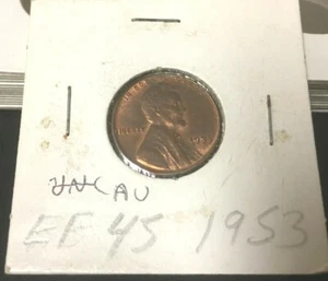 1953-P Lincoln Wheat Penny Vintage Penny 1953 P AU Invent88D schönes Detail mit Blättern - Bild 1 von 2