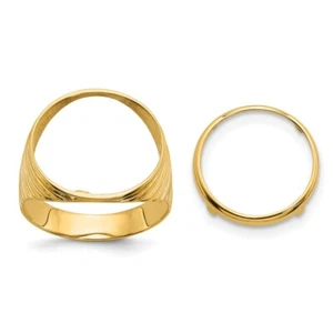 14k Yellow Gold 1/10oz American Eagle Polished Coin Ring (Coin Not Included) - Picture 1 of 8