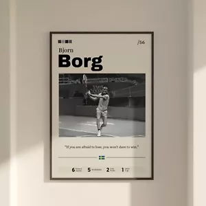 Póster de Bjorn Borg, arte de pared estrella de tenis, regalo de ventilador con impresión Borg, decoración del hogar de tenis - Imagen 1 de 10