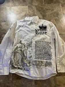 Vintage ROAR Y2K Button Down Style Angelic Jesus Angel Shirt XL 23x30 Gothic  - Picture 1 of 6