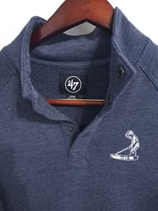 '47 Marca 1/4 Botón Sudadera Sudadera Gris Algodón/Poliéster Mezcla Grande - Imagen 1 de 7