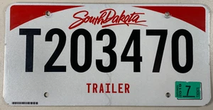 South Dakota Trailer License Plate T203470 EXP 2019 Red White - Picture 1 of 2