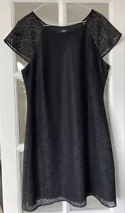 F & F Black Lace Lined Shift Dress - Size UK 14 - Picture 1 of 9