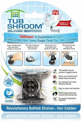 TubShroom® Black Chrome Award-Winning Drain Protector Prevent Clogged Tub Drains - Image 1 of 4