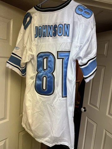 Reebok Embroidered Onfield Detroit Lions #81 Calvin Johnson Men's Jersey, sz 50 Cover