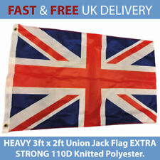 Heavy 3ft x 2ft Union Jack Flag EXTRA STRONG 110D Knitted Polyester