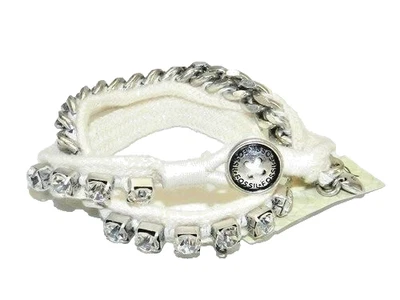 Fossil Crystal Wrap Bracelet Silvertone White New! NWT - Image 1 of 2