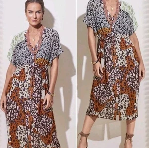 Vestido CAbi Sheer Escape Estampado Animal Cubre Midi Mediano Mujer Kimono - Imagen 1 de 10