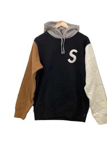 Felpa con cappuccio Supreme S logo colorblocked cotone nero cappuccio sporco