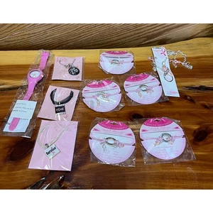Cancer Awareness rosa Band Schmuck Armbänder Uhr Halskette Überlebender NEU - Bild 1 von 9