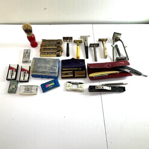 Vintage Safety Razor & Blade Lot Gillette Schick Valet Durham Shavers Set Lot - Picture 1 of 23