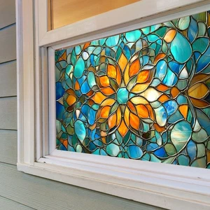 Sichtschutz Fensterfolie Buntglas Statische Haftung Fensterfolie Aufkleber Dekor - Bild 1 von 33