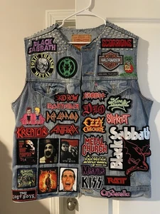 Vintage Levi’s Denim Vest XL Battle Jacket. Patches By Black Sabbath, Ozzy… - Picture 1 of 7