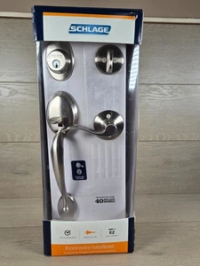Schlage Plymouth Sating Nickel Front Entry Handleset F60 V PLY 619 ACC - Picture 1 of 12