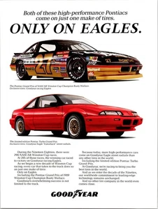 Anuncio impreso Goodyear 1989 Pontiac Turbo Grand Prix NASCAR Racing - Imagen 1 de 1