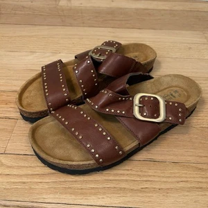 NAOT Women's, Carolina Sandal brown studs size 38 slip on - Picture 1 of 6