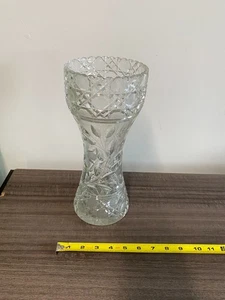 clear glass crystal heavy large vase vintage 12" tall - Picture 1 of 9