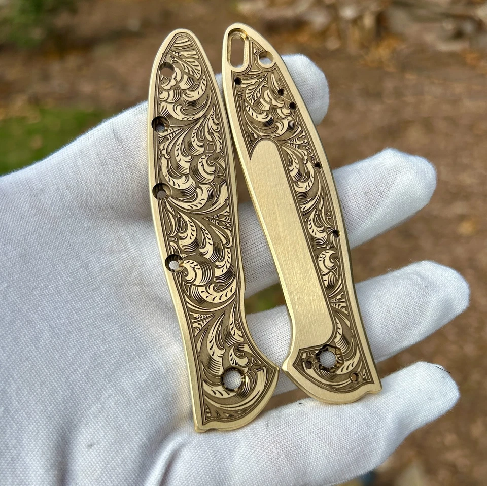 Balanças gravadas em latão para alho-poró Kershaw – Design de filigrana – Fabricadas nos EUA – - Imagem 1 de 4