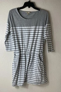 Banana Republic Women’s Gray & White T-Shirt Striped Dress Size Medium - Picture 1 of 15