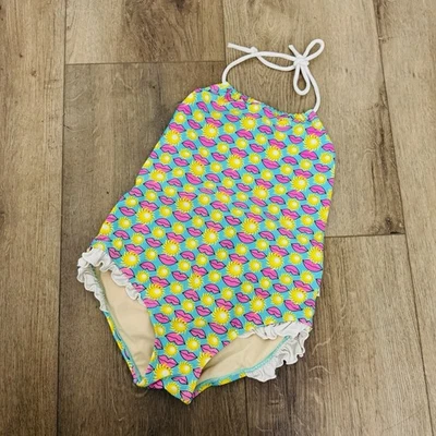 Squirtini Bikini Pink And Yellow One Piece Bathing Suit Girls Size 8 - Image 1 of 4