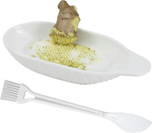 EIKS Keramik Ingwerreibe Platte mit Schaber zum Mahlen von Wasabi Ingwer Knoblauch  - Bild 1 von 12