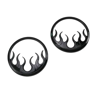 Black Motorcycle Flame Speaker Grill Accent Trim Covers for Harley - Foto 1 di 3