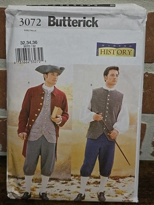 Butterick Sewing Pattern 3072 Sz 38-42 Colonial Pants Hat Mens Theater Costume - Image 1 of 4