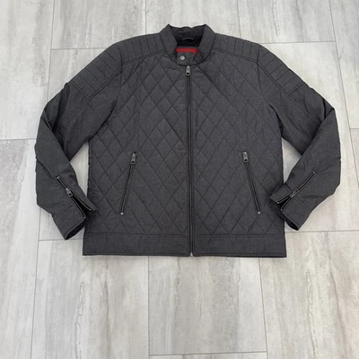 Guess Classics Men's Jacket Large Quilted Lining Gray Zip Up Snap Neck NWOT - Image 1 of 4