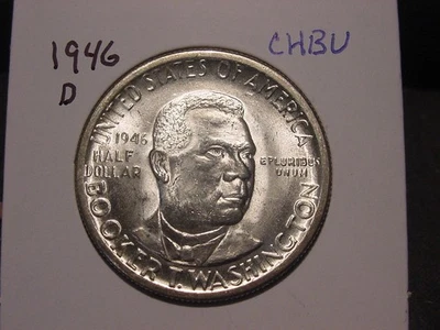 1946-D BOOKER T WASHINGTON HALF CHOICE BU NICE POPULAR DATE SHIPS FREE - Image 1 of 2